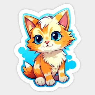 Cute kitten, kawaii cartoon style Sticker